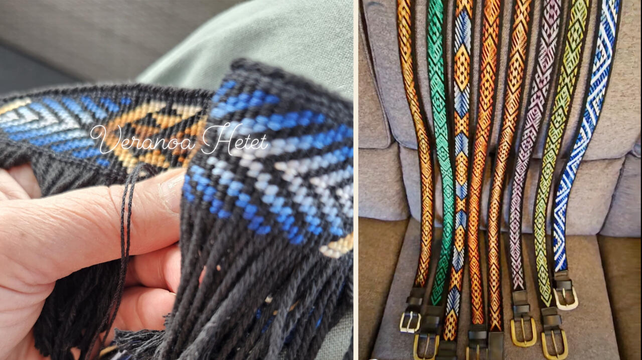 Māori Tāniko woven belts with geometric patterns